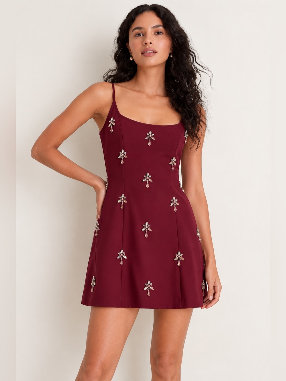 NWT Gianni Bini Mika Jewel Crepe A-Line Mini Dress Sz 4